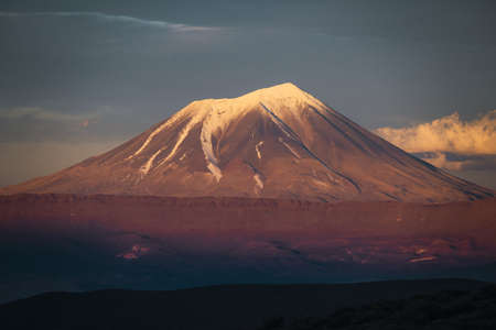 snow-capped volcano in patagoniaの写真素材
