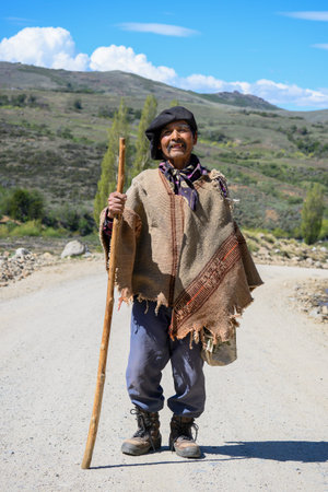 Shepherd of sheep in Neuquen, Argentina.
