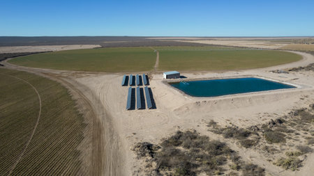 Solar pumping system, for irrigation in pivot plantations. In the desert of Mendoza, Argentina....