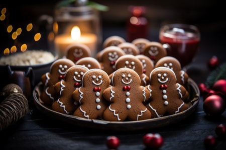 Gingerbread cookie tray. (Generative AI)の素材