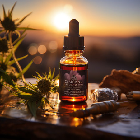 Cannabis oil, alternative treatments. Generated with AI.の素材