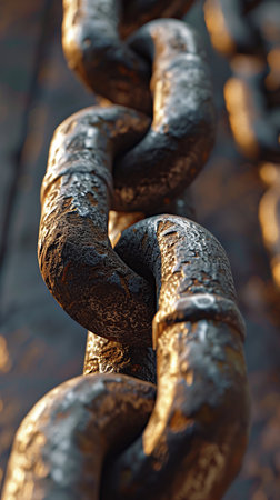 Closeup of metal chain.の素材
