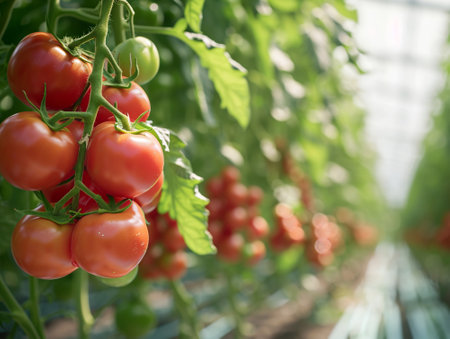 tomatoes in a greenhouse hydroponics naturalの素材