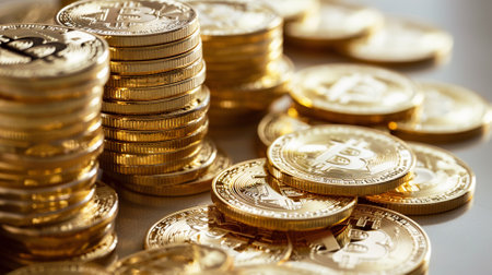 Richness concept with bitcoin cryptocurrencies.の素材