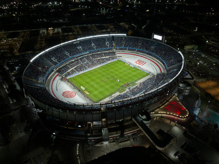 Buenos Aires, Argentina, September 6, 2024; Argentina vs Chile match, World Cup qualifiers. Aerial shot of River Stadium.の写真素材