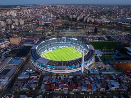 Aerial view of Racing vs Boca Juniors match.の写真素材