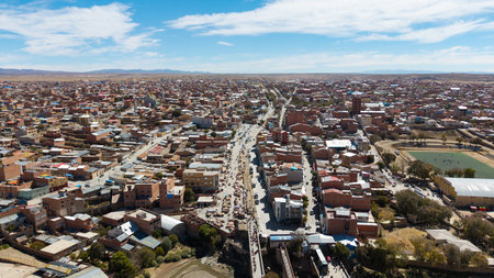 Aerial view of the city of Villazón, Bolivia.