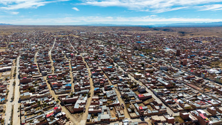 Aerial view of the city of VillazÃ³n, Bolivia.
