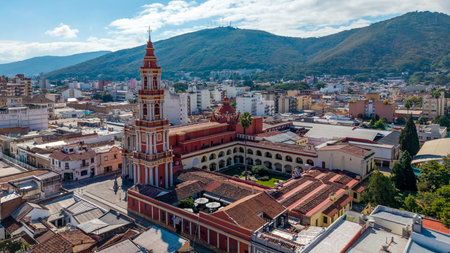 Salta, Argentina, May 4, 2025: Aerial view of San Francisco Church - Salta, Argentina.の写真素材