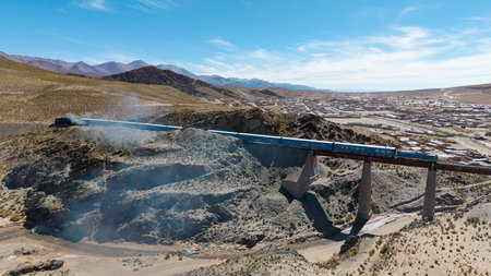 Aerial view of the city of San Antonio de los Cobres, departure from the Tren de las Nubes