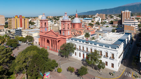 Aerial view of the city of "San Fernando del Valle de Catamarca", in Argentina.の写真素材