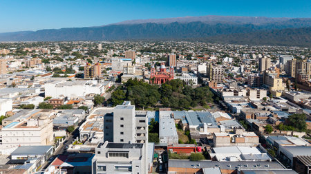 Aerial view of the city of "San Fernando del Valle de Catamarca", in Argentina.の写真素材