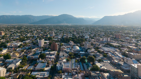La Rioja, Argentina, May 14, 2025: Aerial view of the City of La Rioja.の写真素材