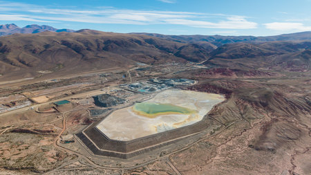Aerial view of open-pit silver mining in Jujuy, Argentina.の写真素材