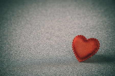 REd Heart on glitzy shite background on love and valentine conceptの写真素材