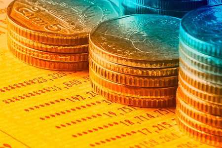 Finance,business and banking concept.Double expoure of money and account book.