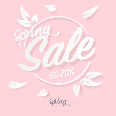 Spring sale banner with paper cut concept,vector eps10.のイラスト素材