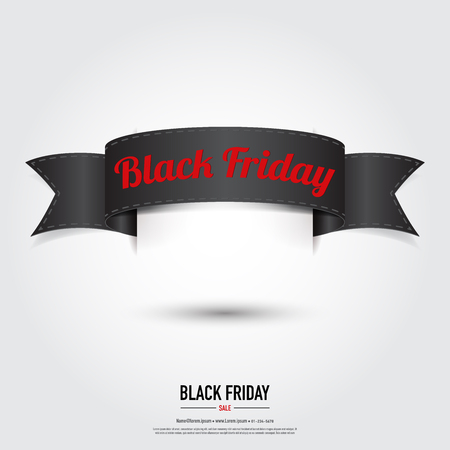 Black Friday ribbon banner ,sale concept,vector eps10.のイラスト素材
