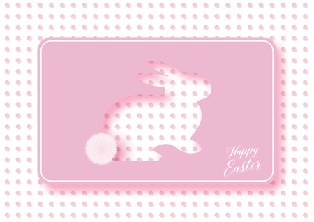 Illustration of happy easter with paper art style of bunny.Vector eps10.のイラスト素材