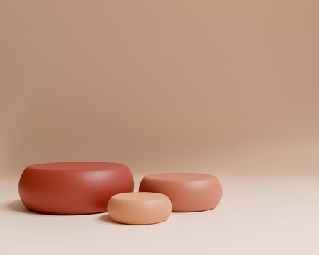 Abstract geometric shape with minimal style and pastel color.Use for cosmetic or products presentations.3d rendering and illustration.の写真素材
