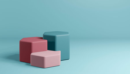 3d render of minimal style podium or pedestal on colourful pastel background.Abstract concept.