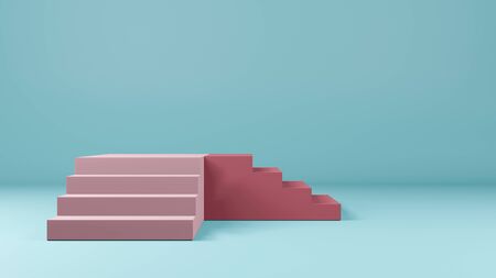 3d render of minimal style podium or pedestal on colourful pastel background.Abstract concept.の写真素材