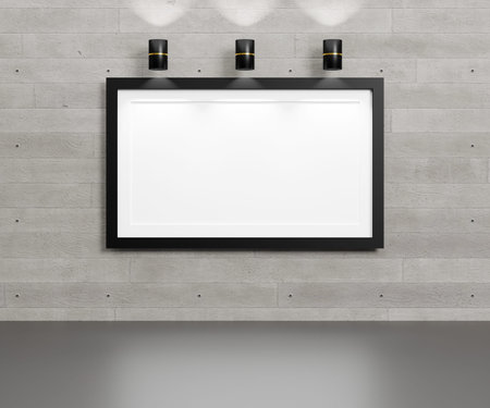 Blank art and picture frame on concrete wall with spot light.Interior design for advertising banner...