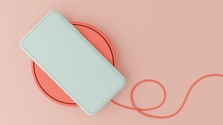 Mobile phone mockup with blank screen on pastel color background.3d render.