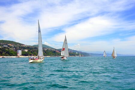 SOCHI, RUSSIA - MAY, 29  Sailing regatta for the Cup Sochi Yacht Club yachts of the high seas ORC  cruisers  on May 29, 2011 in Sochi, Russia のeditorial素材