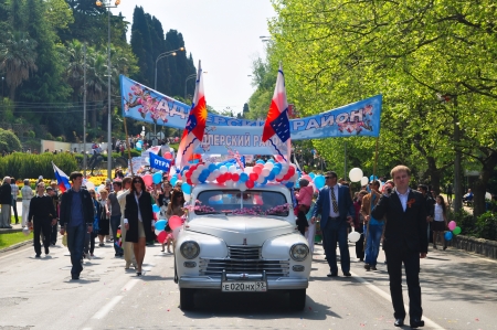 RUSSIA, SOCHI - MAY 1  May Day demonstration  Thousands peoples celebrate Labor Day, May 1, 2012 in Sochi, Russia  のeditorial素材