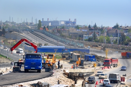 SOCHI, RUSSIA - July 26  Construction of a two-tier road interchange  Adler Ring  in Sochi, Russia in July 26, 2012  The project cost of this transportation hub - 5 billion rubles のeditorial素材