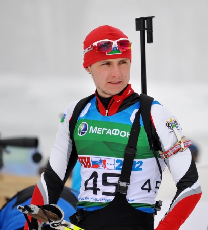 SOCHI, FEBRUARY 10  Cup of Russia on biathlon in Sochi on February 10, 2012  The combined ski-biathlon complex Laura for the Games 2014 のeditorial素材