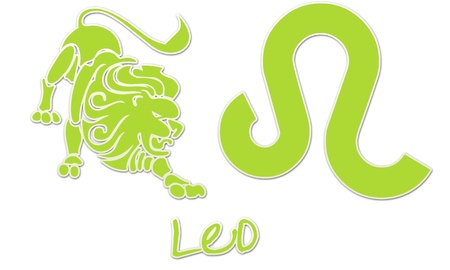 Leo Zodiac Signs - Lime Green Sticker Styleの写真素材