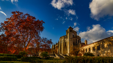 Convento de Cristo in Tomar Portugal during fall colors.のeditorial素材