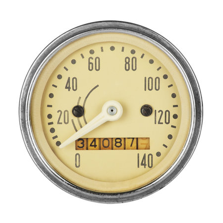 Close-up of vintage speedometer