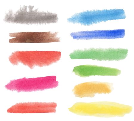 Watercolor hand painted multicolor lines with soft edges  Isolated  Made myself の写真素材