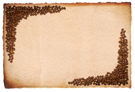 Frame from coffee beans on old brown paper  Isolated の写真素材