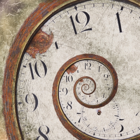 Close-up of a vintage Rusty clock swirlの写真素材