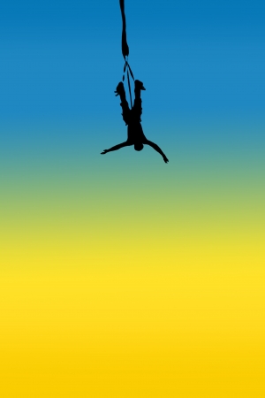 A man is bungee jumpingの写真素材