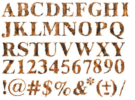 An alphabet made from burnt paperの写真素材