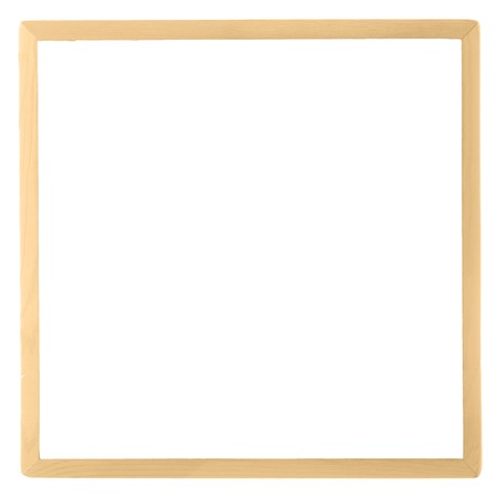 Empty wooden frame, isolated on whiteの写真素材