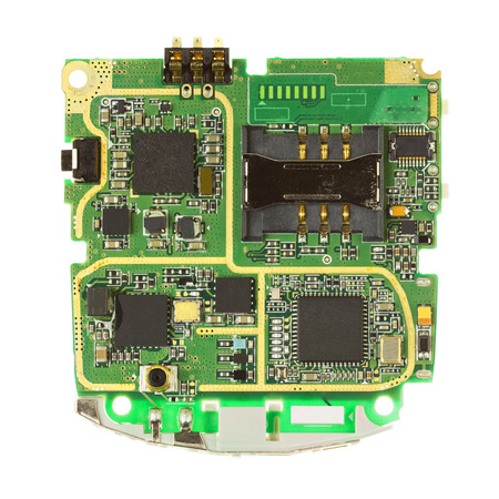 Parts of disassembled cell phone, isolatedの写真素材