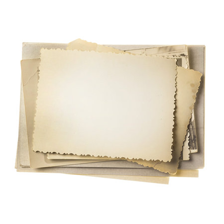 Vintage photo stack isolated on white