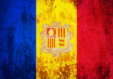 Grunge flag of European country Andorraの写真素材