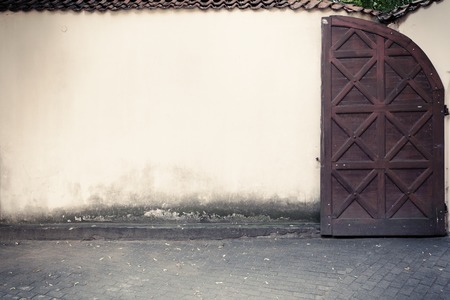 Urban grungy street wall, may be used as background or textureの写真素材