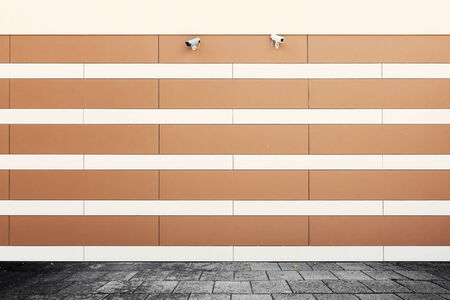 Empty lined brown street wallの写真素材