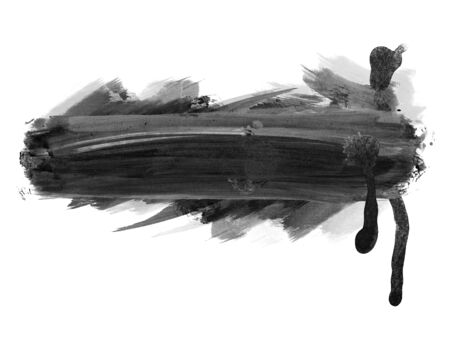Abstract black shape, painted image with watercolorの写真素材