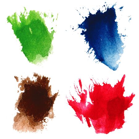 Watercolor hand painted multicolor brush strokes. Isolated. Made myself.の写真素材
