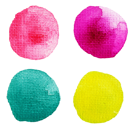 Hand painted acrylic multicolor brush blobs with very clear texture of canvas. Isolated. Made myself.の写真素材