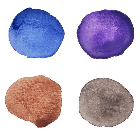 Watercolor hand painted multicolor dots. Isolated. Made myself.の写真素材